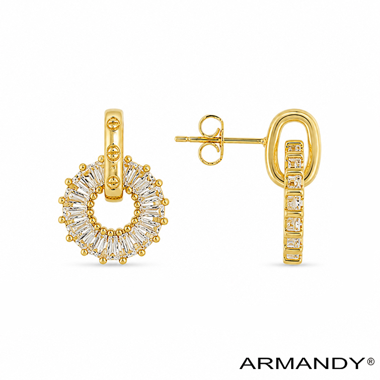 ARETE CIRCULO ZIRCONIA CHAPA DE ORO 18 KT - Imagen 4