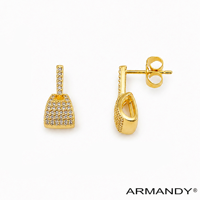ARETE BOLSA MICROZIRCONIA CHAPA DE ORO 18 KT - Imagen 4