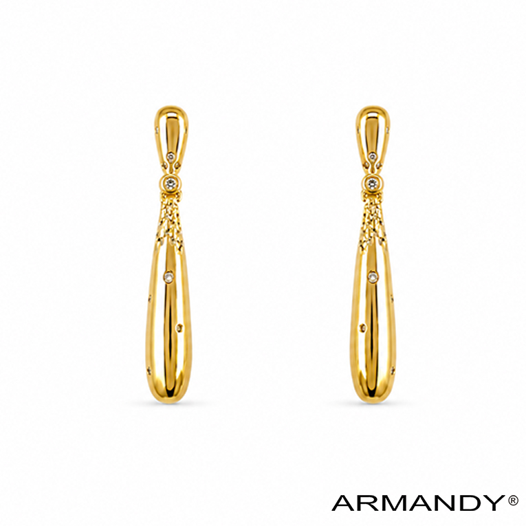 ARETE BATE MICROZIRCONIA CHAPA DE ORO 18 KT - Imagen 3