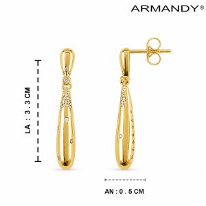 ARETE BATE MICROZIRCONIA CHAPA DE ORO 18 KT - BLANCO, 33MM