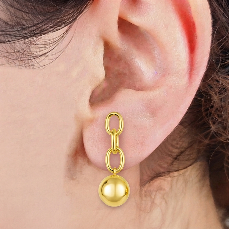 ARETE ESFERAS CHAPA DE ORO 18 KT - Imagen 2