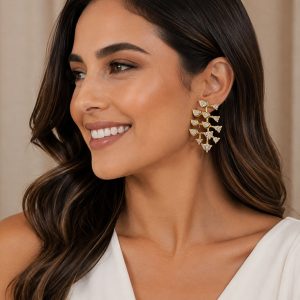 BROQUEL LLUVIA ZIRCONIA CHAPA DE ORO 18 KT