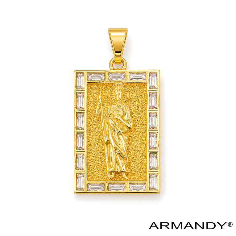 DIJE SAN JUDAS ZIRCONIA CHAPA DE ORO 18 KT - Imagen 3
