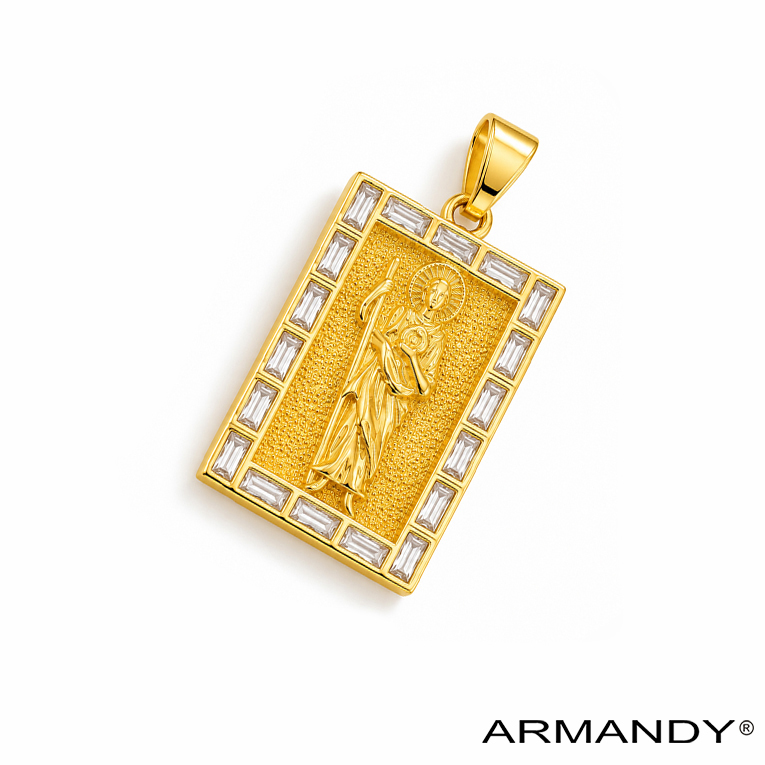 DIJE SAN JUDAS ZIRCONIA CHAPA DE ORO 18 KT - Imagen 4