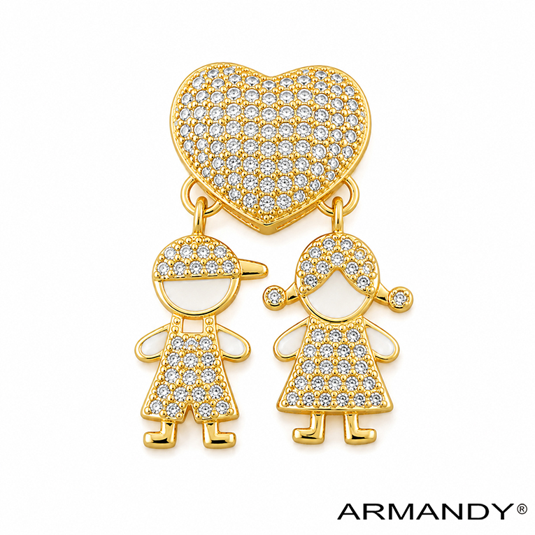DIJE NIÑOS MICROZIRCONIA CHAPA DE ORO 18 KT - Imagen 3
