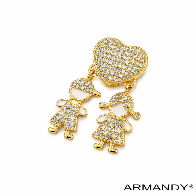 DIJE NIÑOS MICROZIRCONIA CHAPA DE ORO 18 KT - Imagen 4