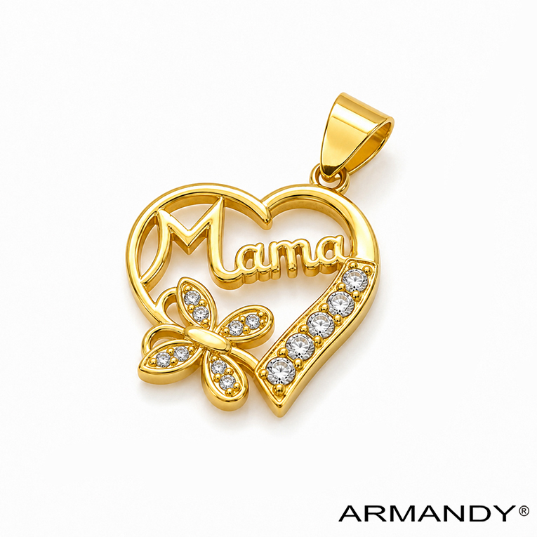DIJE CORAZON MICROZIRCONIA CHAPA DE ORO 18 KT - Imagen 4