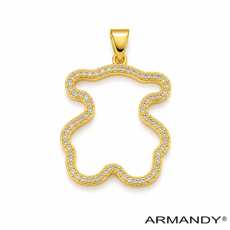 DIJE OSO MICROZIRCONIA CHAPA DE ORO 18 KT - Imagen 3