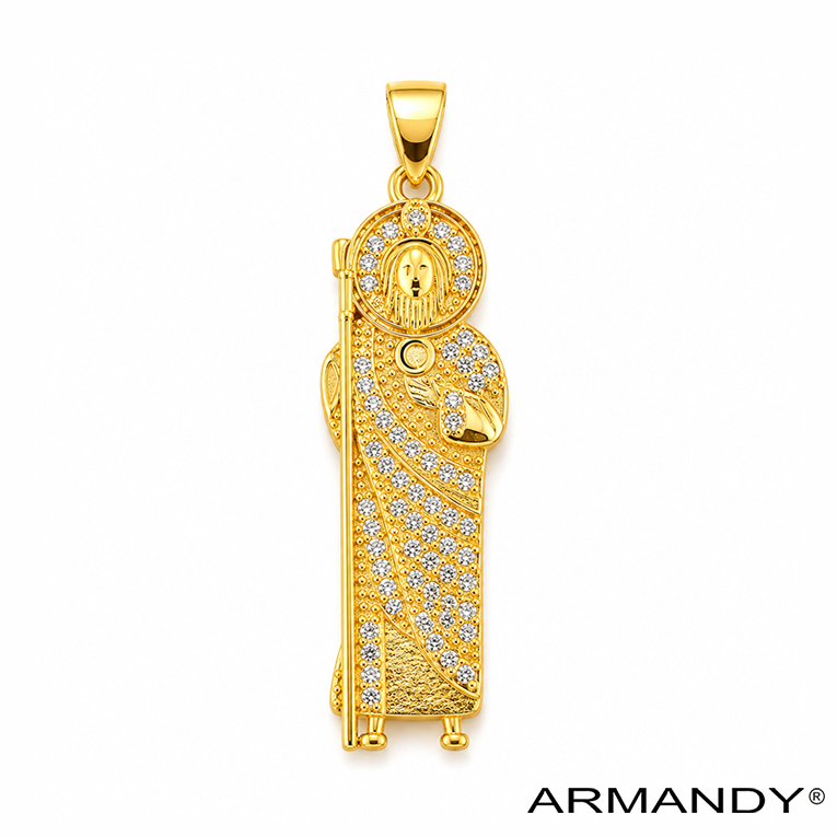 DIJE SAN JUDAS TADEO MICROZIRCONIA CHAPA DE ORO 18 KT - Imagen 3
