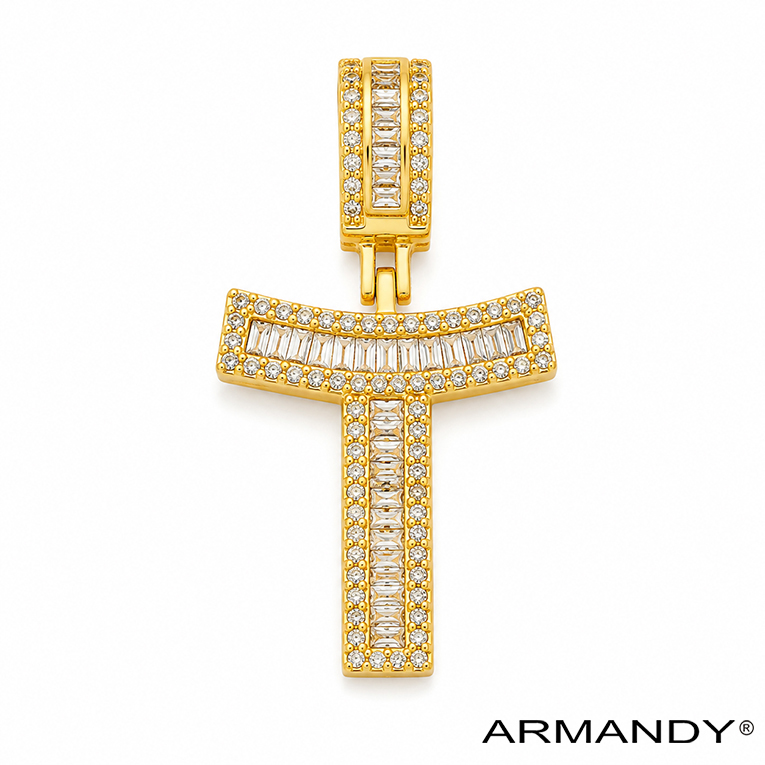 DIJE T ZIRCONIA CHAPA DE ORO 18 KT - Imagen 3