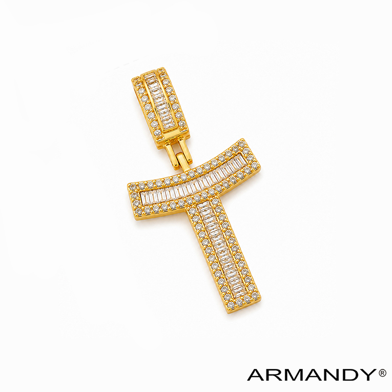DIJE T ZIRCONIA CHAPA DE ORO 18 KT - Imagen 4