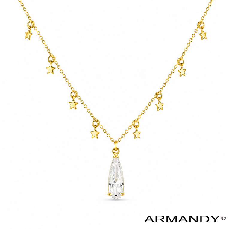 GARGANTILLA GOTA ZIRCONIA CHAPA DE ORO 18 KT - Imagen 3