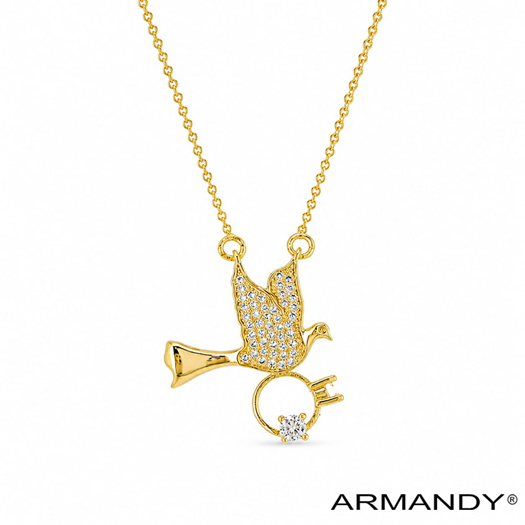 GARGANTILLA PALOMA ZIRCONIA CHAPA DE ORO 18 KT - Imagen 3