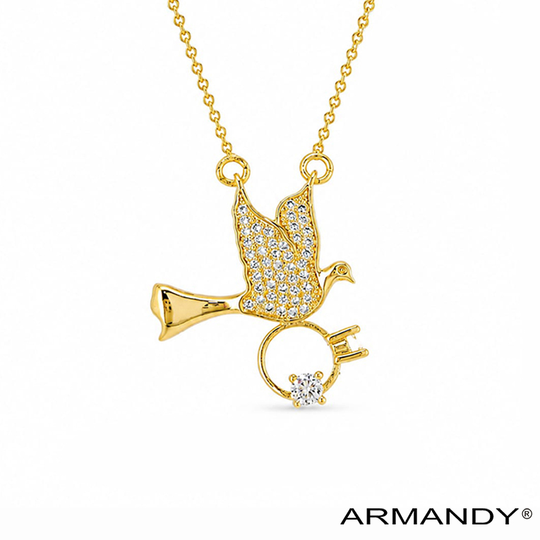 GARGANTILLA PALOMA ZIRCONIA CHAPA DE ORO 18 KT - Imagen 4