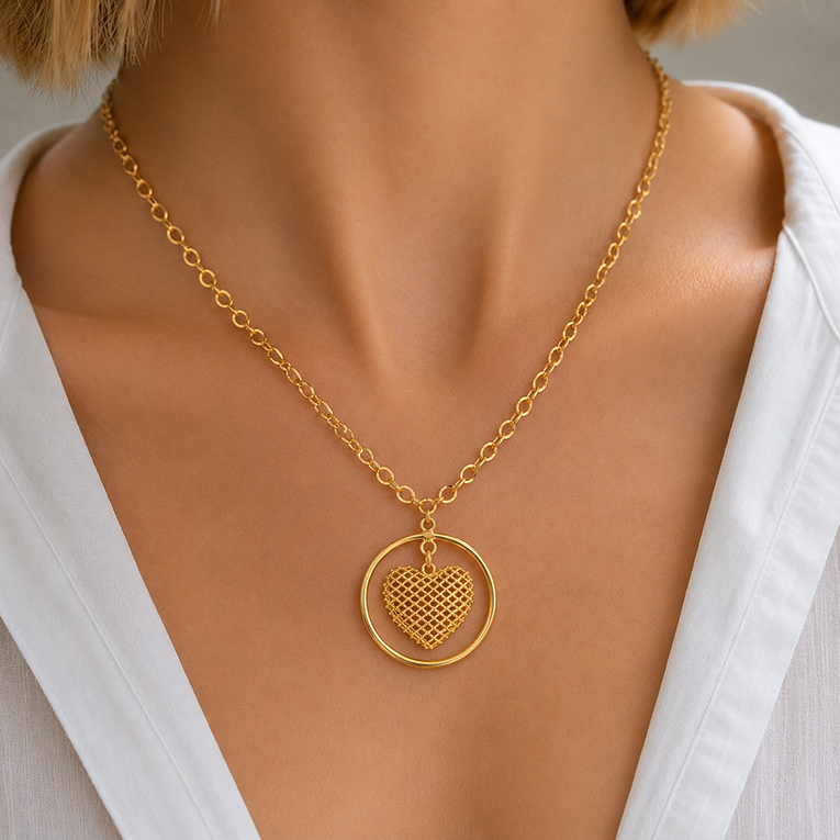 GARGANTILLA CORAZON CHAPA DE ORO 18 KT - Imagen 2