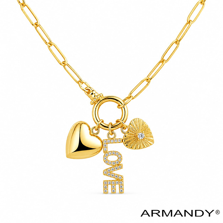 GARGANTILLA CORAZON MICROZIRCONIA CHAPA DE ORO 18 KT - Imagen 3