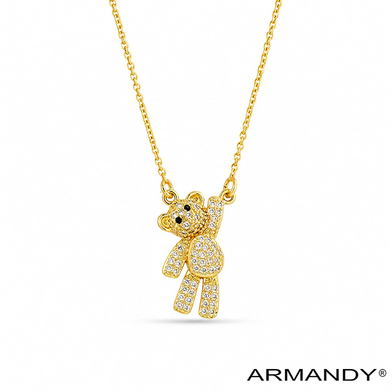 GARGANTILLA OSO MICROZIRCONIA CHAPA DE ORO 18 KT - Imagen 3