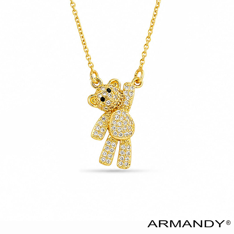 GARGANTILLA OSO MICROZIRCONIA CHAPA DE ORO 18 KT - Imagen 4