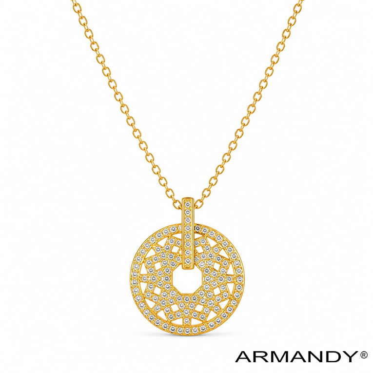 GARGANTILLA CIRCULO MICROZIRCONIA CHAPA DE ORO 18 KT - Imagen 3
