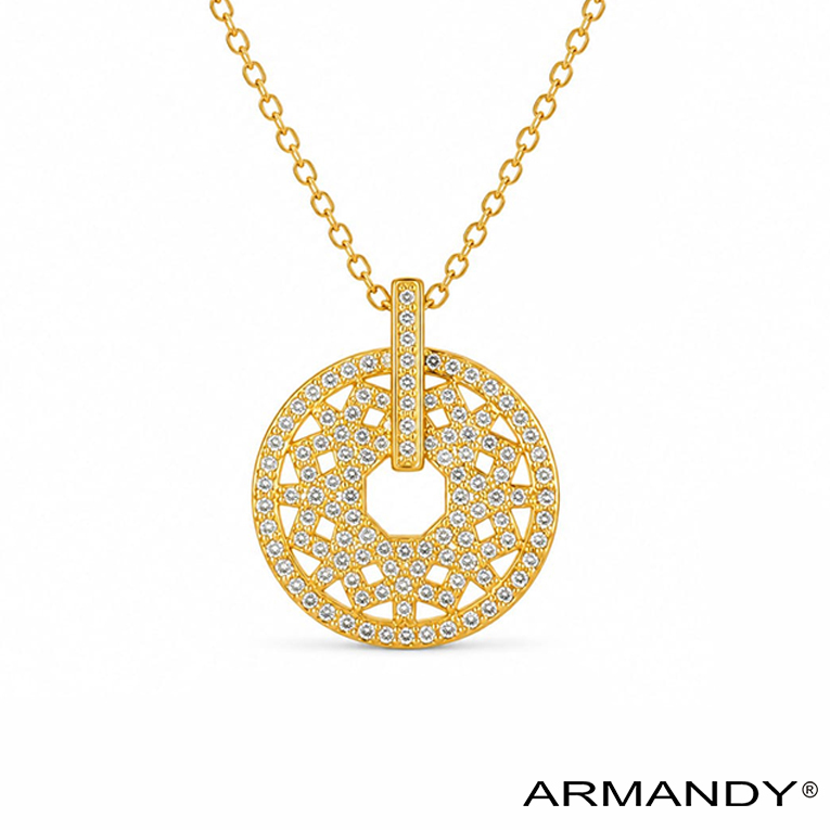 GARGANTILLA CIRCULO MICROZIRCONIA CHAPA DE ORO 18 KT - Imagen 4