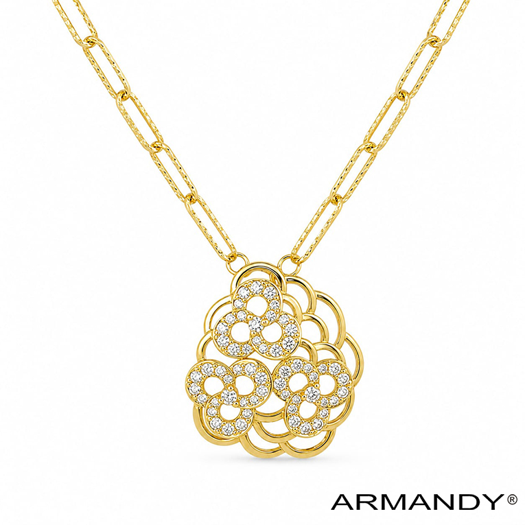 GARGANTILLA RAMO MICROZIRCONIA CHAPA DE ORO 18 KT - Imagen 3