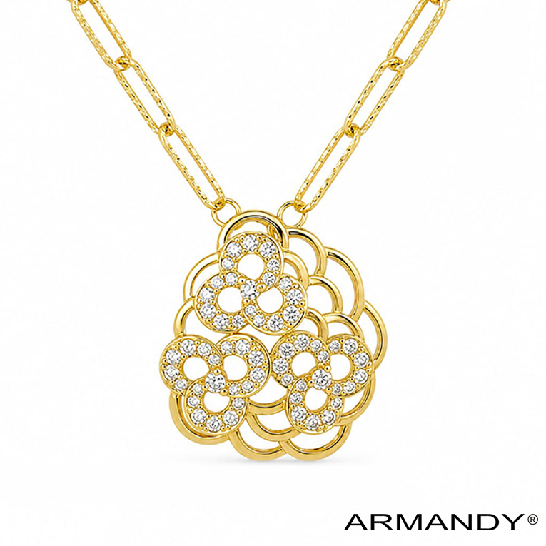 GARGANTILLA RAMO MICROZIRCONIA CHAPA DE ORO 18 KT - Imagen 4