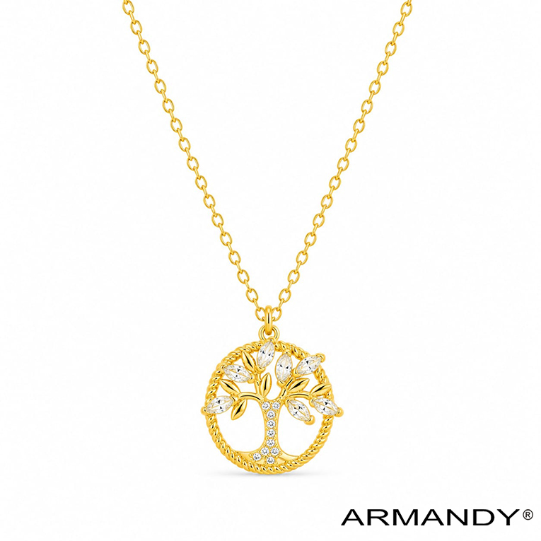 GARGANTILLA ARBOL DE LA VIDA MICROZIRCONIA CHAPA DE ORO 18 KT - Imagen 3