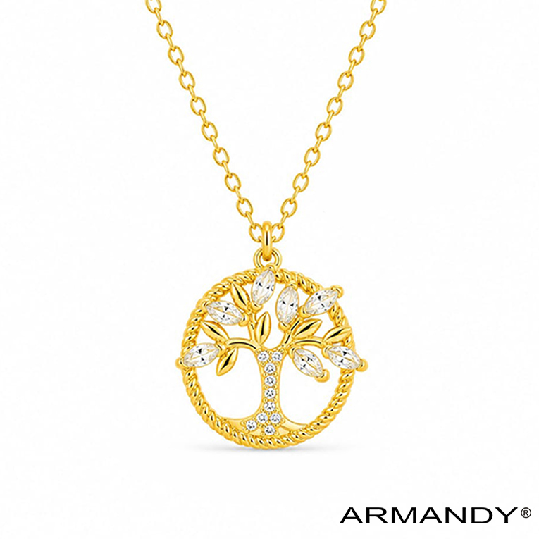 GARGANTILLA ARBOL DE LA VIDA MICROZIRCONIA CHAPA DE ORO 18 KT - Imagen 4