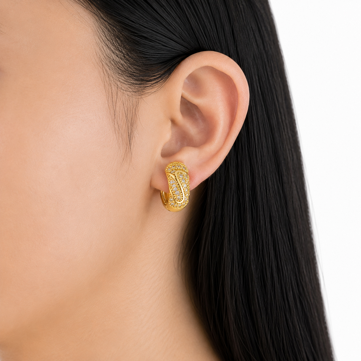 HUGGIES BANDA MICROZIRCONIA CHAPA DE ORO 18 KT - Imagen 2