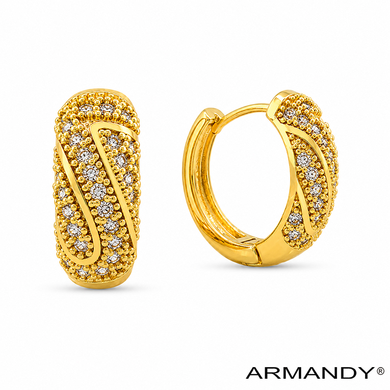 HUGGIES BANDA MICROZIRCONIA CHAPA DE ORO 18 KT - Imagen 3