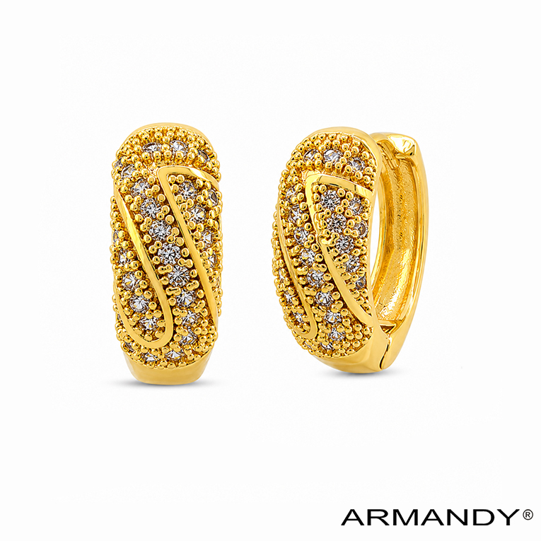 HUGGIES BANDA MICROZIRCONIA CHAPA DE ORO 18 KT - Imagen 4