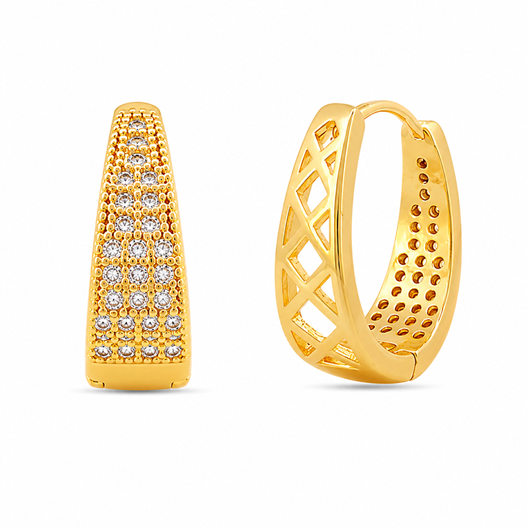 HUGGIES TRIANGULO ZIRCONIA CHAPA DE ORO 18 KT - Imagen 3