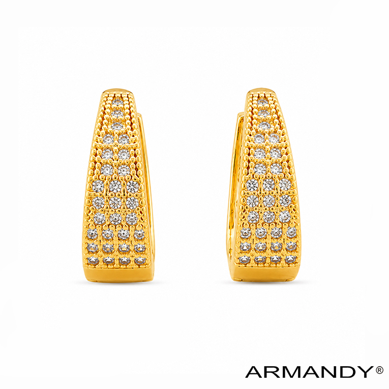 HUGGIES TRIANGULO ZIRCONIA CHAPA DE ORO 18 KT - Imagen 4