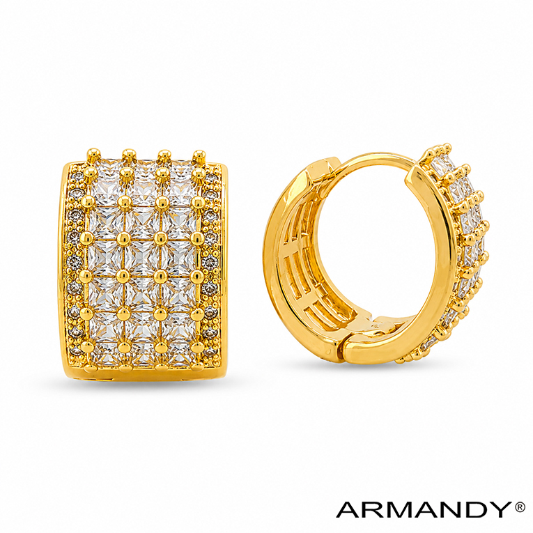 HUGGIES CIRCULO ZIRCONIA CHAPA DE ORO 18 KT - Imagen 3