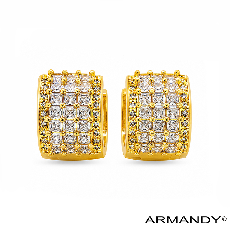 HUGGIES CIRCULO ZIRCONIA CHAPA DE ORO 18 KT - Imagen 4
