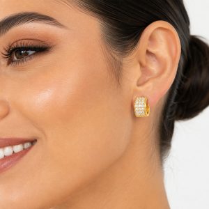 HUGGIES CIRCULO ZIRCONIA CHAPA DE ORO 18 KT
