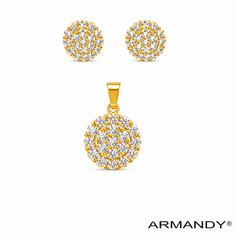 JUEGO CIRCULO ZIRCONIA CHAPA DE ORO 18 KT - Imagen 4