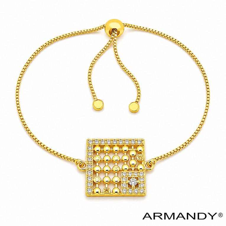 PULSERA CUADRADO ZIRCONIA CHAPA DE ORO 18 KT - Imagen 3