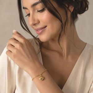 PULSERA LLAMADOR DE ANGELES CHAPA DE ORO 18 KT