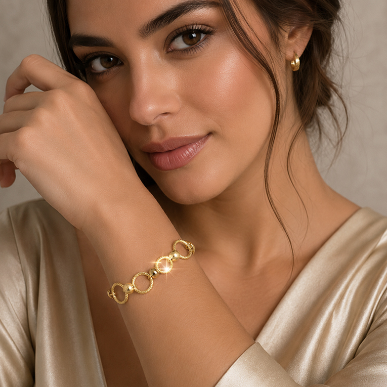 PULSERA CIRCULOS CHAPA DE ORO 18 KT