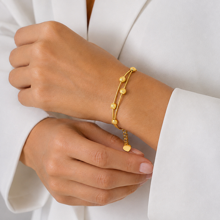 PULSERA ESFERAS CHAPA DE ORO 18 KT - Imagen 2