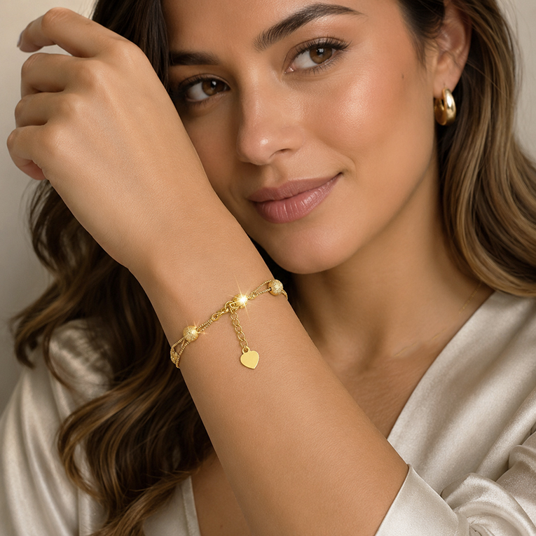 PULSERA ESFERAS CHAPA DE ORO 18 KT