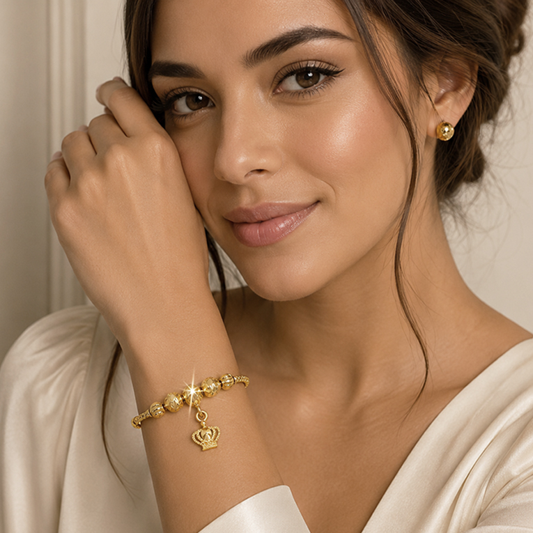 PULSERA ESFERAS CHAPA DE ORO 18 KT