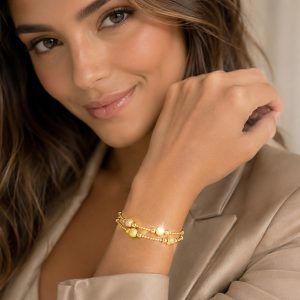 PULSERA ESFERAS CHAPA DE ORO 18 KT