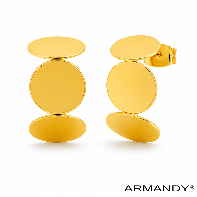 ARRACADA SEMICIRCULAR CHAPA DE ORO 18 KT - Imagen 3