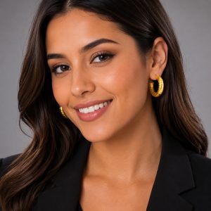 ARRACADA DONA  CHAPA DE ORO 18 KT