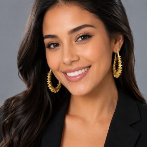 ARRACADA OVALO  CHAPA DE ORO 18 KT